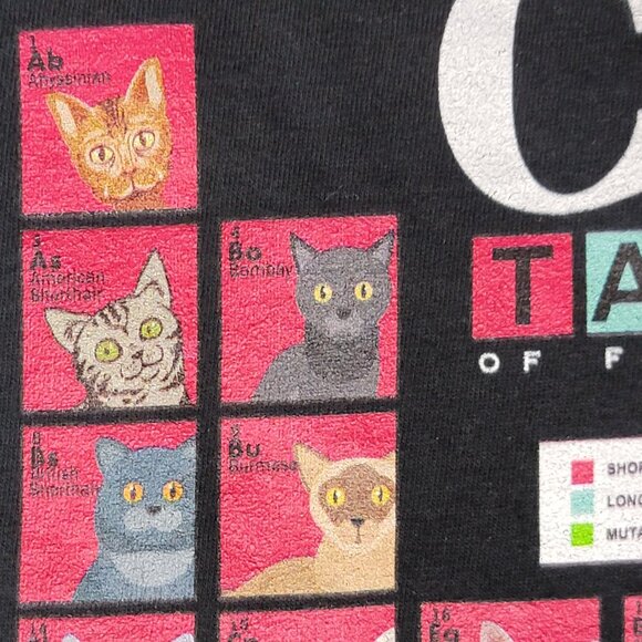 Black Periodic Table of Cats Short Sleeve Tee Shirt - M - Picture 9 of 13